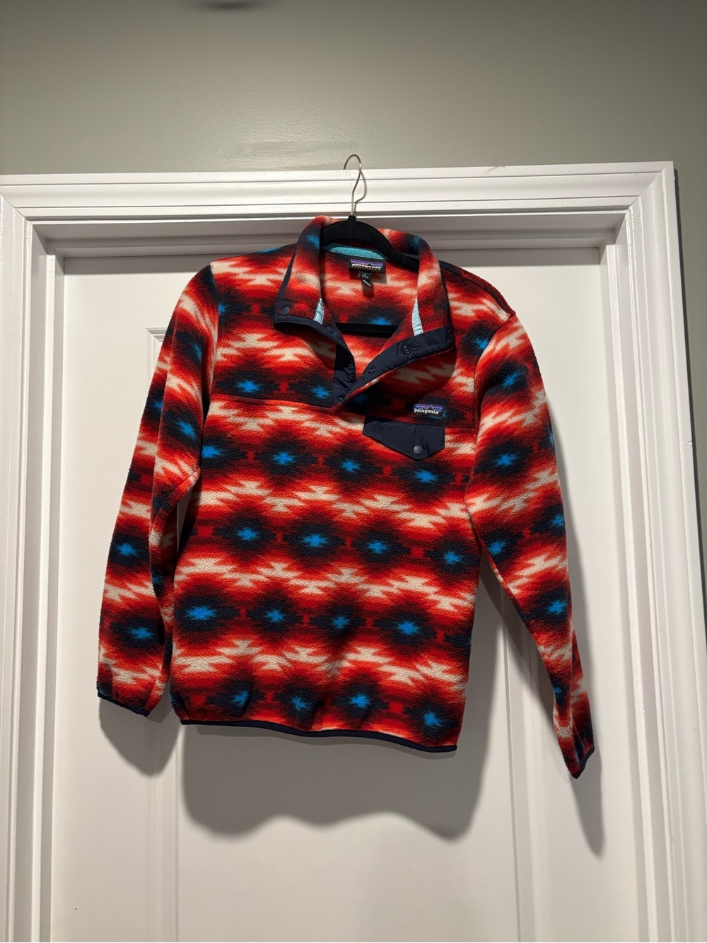 Patagonia Synchilla Fleece Pullover Sweater Geometric Collared Women’s Small